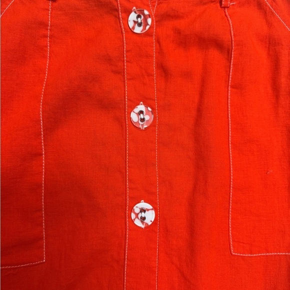 Urban Outfitters Lindsey Slit Button Utility Midi Linen Blend Skirt, Orange, M - Picture 8 of 9